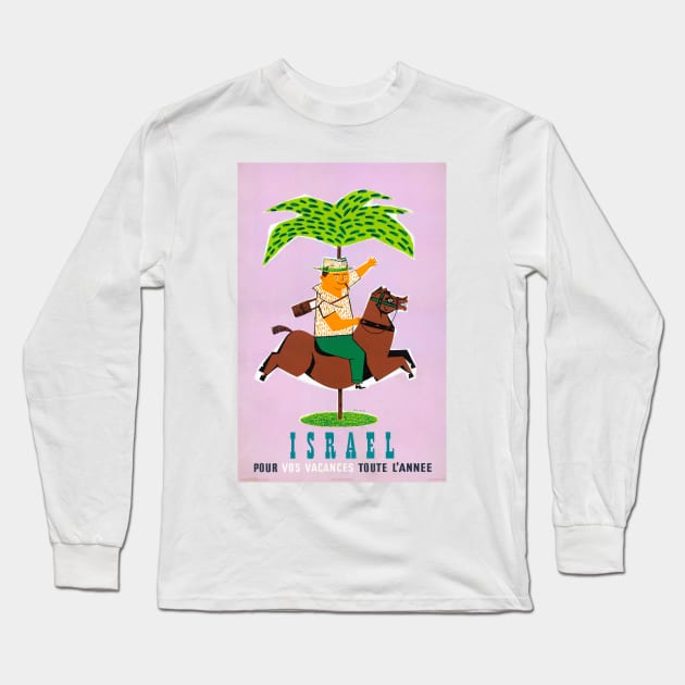 Vintage Travel Poster Israel Horseback Rider Long Sleeve T-Shirt by vintagetreasure